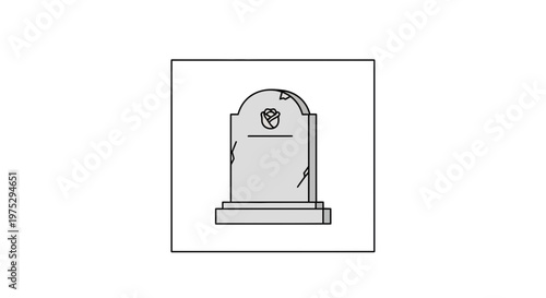 Tombstone Icon, Gravestone Monument, Cemetery Marker, Death Symbol, Memorial Stone