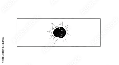 Solar Eclipse Graphic: Moon Obscuring Sun with Corona Rays