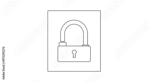 Simple Line Art Icon of an Open Padlock with Keyhole