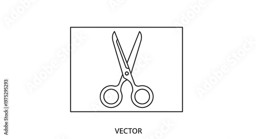 Simple Line Art Icon of Scissors, Isolated on White Background