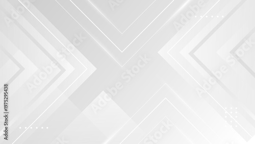 Elegant white and gray abstract background featuring minimalist geometric arrow shapes and subtle soft shadow lines