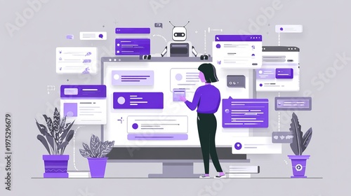 AI Chatbot Enhancing Customer Interaction on Website Interface Digital Environment User Engagement Modern Technology Interactive Design