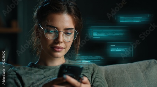 Real-Time Language Translation Action with Smart AI Assistant Home Environment Digital Interaction User Engagement Enhancing Communication Experience