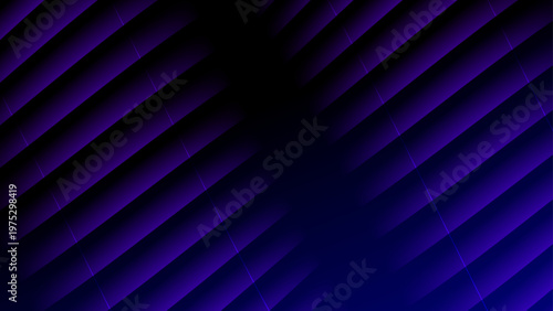 Deep purple and indigo background with diagonal geometric louver shapes and glowing accent lines