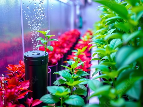 A sleek, automated watering system ensuring consistent moisture for accelerated plant development,  smart garden,  accelerated growth