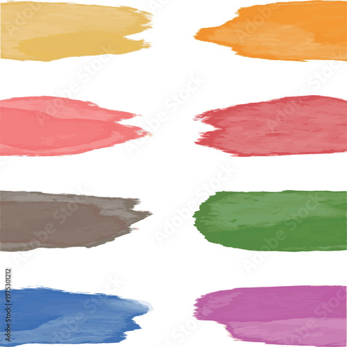 わんぱく水彩シリーズ 幼稚園・保育園向け Web用横長バナー素材 8色セット 文字なし ビビッド