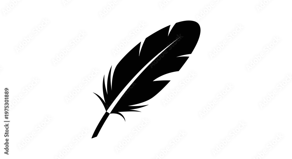Fototapeta premium Black Feather Silhouette Icon
