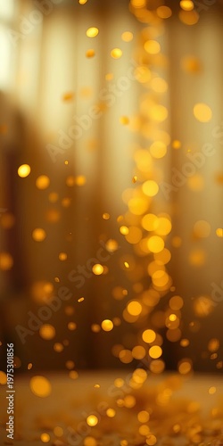 Gold flecks caught mid-air, a whisper of forgotten celebrations, softened by time,  faded hues,  soft glow