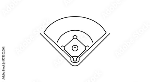 A simple line drawing of a baseball field, illustrating the diamond, pitcher's mound, and home plate