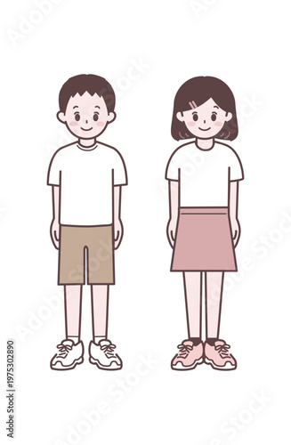 小学生 高学年  男女 私服イラスト