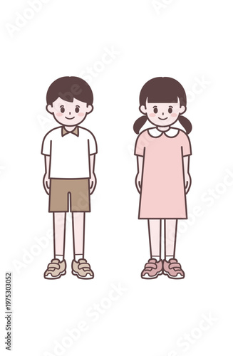 小学生 低学年  男女 私服イラスト