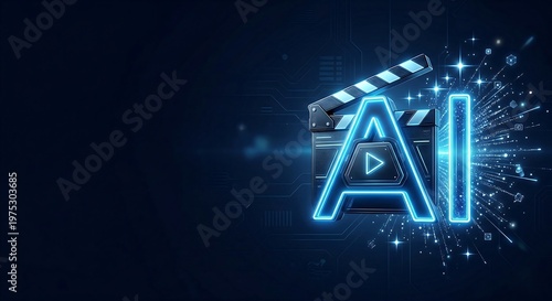 Artificial Intelligence Video Generation Technology Concept, AI Generating Video Clips with Cinematic Camera, Automated Filmmaking,Generative AI Video Production,Digital Content Creation, ai