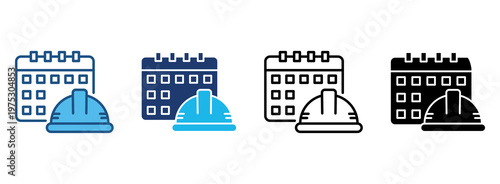 Construction Schedule Icon Set With Multiple Styles. Vector Illustration