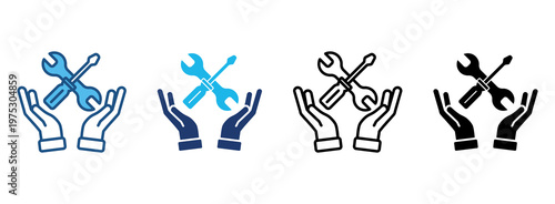 Repair Tools Icon Set With Multiple Styles. Vector Illustration