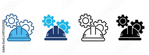 Engineering Gear Icon Set With Multiple Styles. Vector Illustration