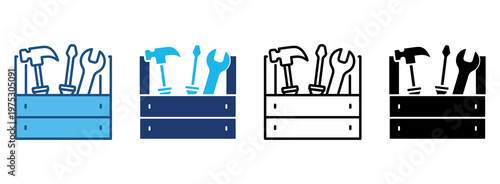 Toolbox Icon Set With Multiple Styles. Vector Illustration