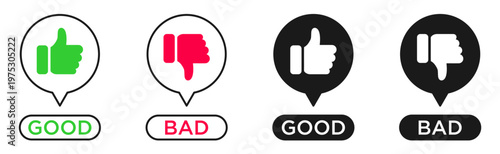 thumb up thumb down good and bad icon