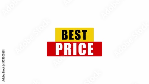 Best price promotional animation with bold sale label. Discount offer banner for retail marketing on clean white background