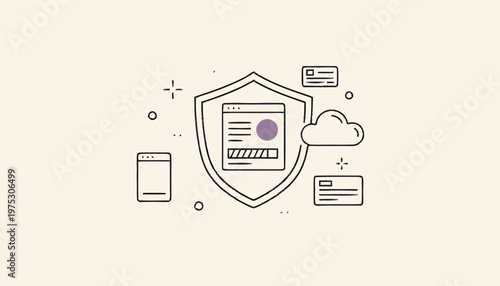 Digital Security Shield Protecting Online Data and Information.