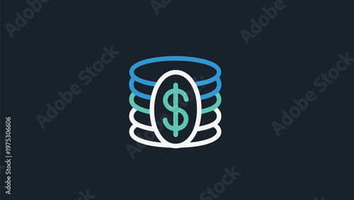 Stack of Coins with Dollar Sign Representing Wealth and Finance.