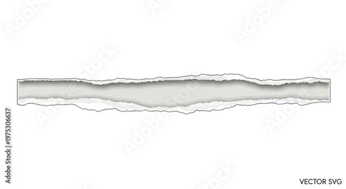 Torn Paper Edge Graphic Element, Ripped Paper Texture Overlay, Grunge Effect