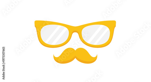 Yellow Hipster Glasses and Moustache Face Mask - Fun Accessory