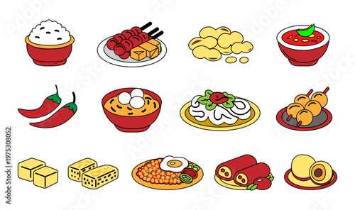 Indonesian street food icon illustration