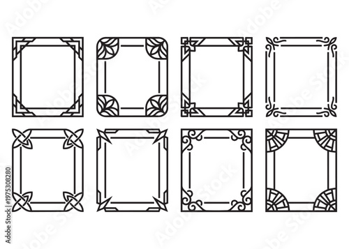 Set of vintage decorative ornate square frames with elegant design elements.