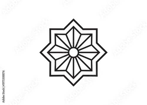 Islamic geometric starburst design with radial symmetry.