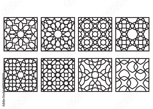 Geometric pattern square frames with islamic art arabesque islamic motif.