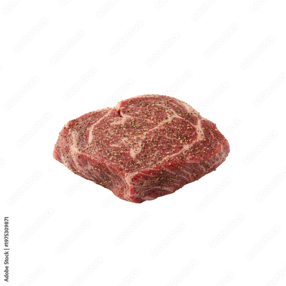 Fototapeta premium Raw Marbled Beef Steak Seasoned with Pepper