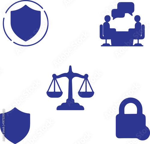 blue shield emblem isolated on white background flat design vector illustration