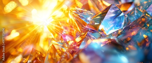 Sparkling Crystals with Radiant Light Reflection and Colorful Hue