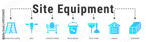 Site Equipment banner illustrating supporting equipment and utilities required for efficient construction site operations