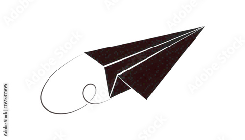 flying paper airplane with curved motion line