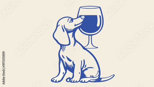 A curious beagle curiously sniffs a tall glass of dark liquid