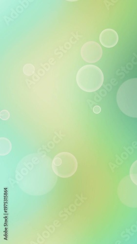 Abstract Soft Green and Yellow Gradient Background with Bokeh Light Circles