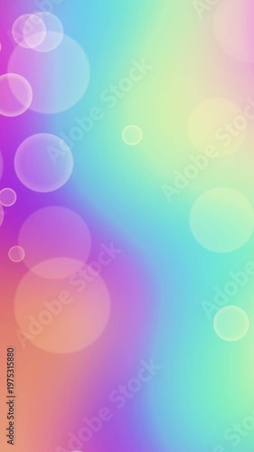 Pastel Rainbow Gradient Background with Soft Bokeh Light Circles