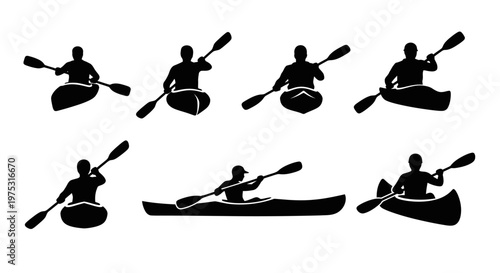 Kayaking Silhouettes: Diverse Paddling Poses and Styles