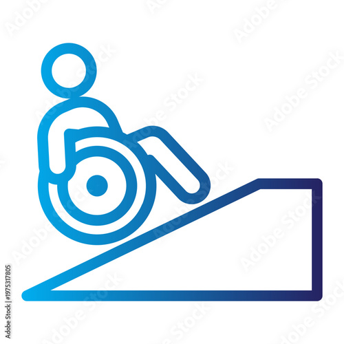 Wheelchair Ramp Descent Gradient Line Icon