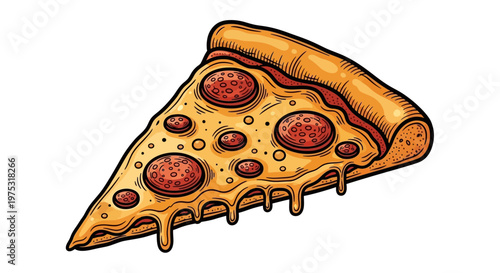 A slice of pepperoni pizza.