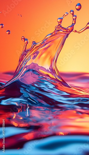 Colorful Splash of Water with Dynamic Waves and Vibrant Background
