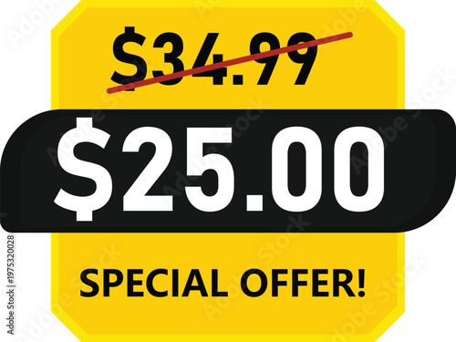 Yellow and Black Special Offer Discount Price Tag Sticker Vector Isolated