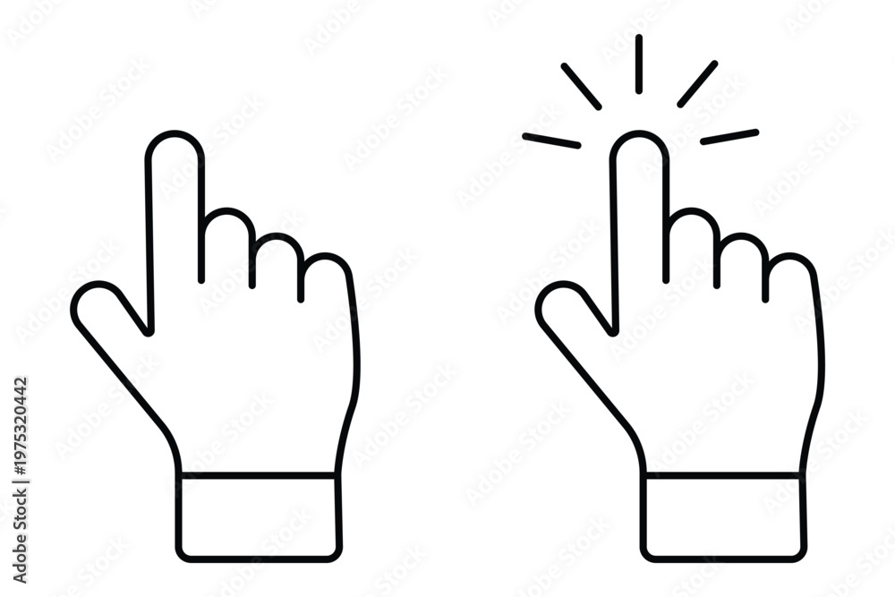 Obraz premium Hand Cursor Click Symbols Pack – Minimal Line UI Interaction Icons