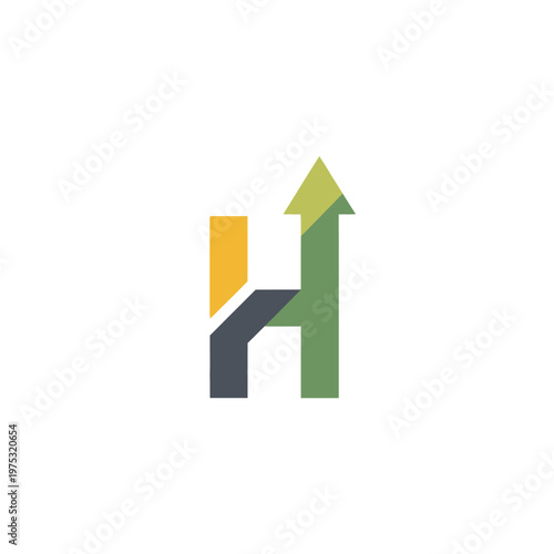 Free Download Abstract Letter H Logo Design Featuring Upward Arrow Symbol. EPS Editable. Vector Illustrations. - GFXLoad