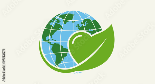 Eco friendly symbol with heart and leaf.