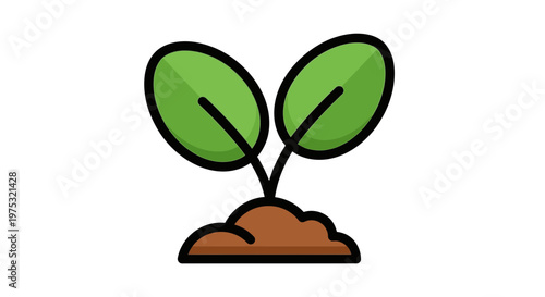 A cartoon illustration of a green plant sprout.