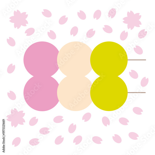 春の和菓子｜三色団子・花見団子と桜の花びら