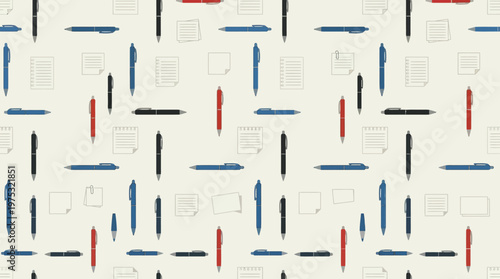 Abstract Hand Drawn Brush Stroke Pattern with Red Blue and Black Lines.