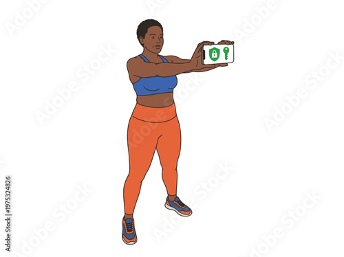 Woman Taking Selfie with Smartphone in Fitness Attire.